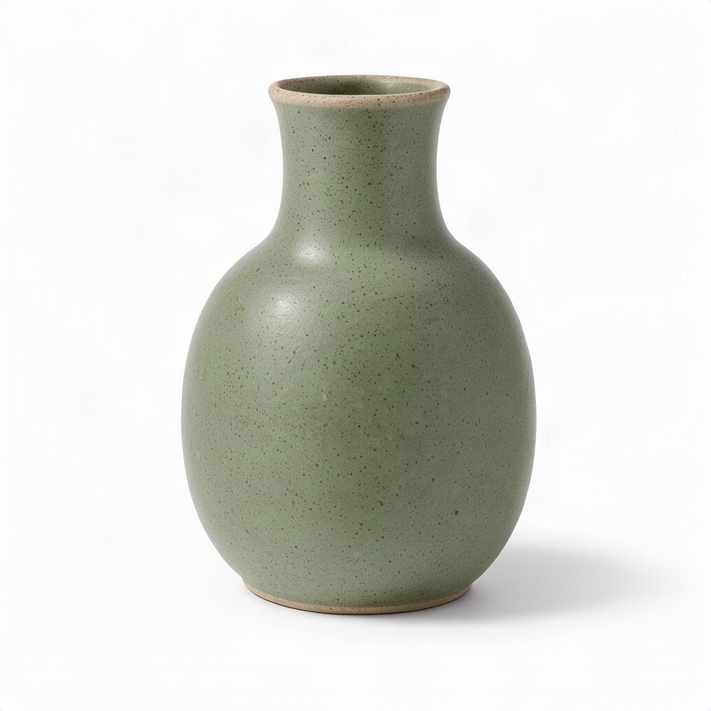 Product photography: a clean e-commerce studio shot of a matte ceramic vase