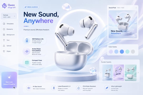 Product Launch Graphics with Qwen Image API
