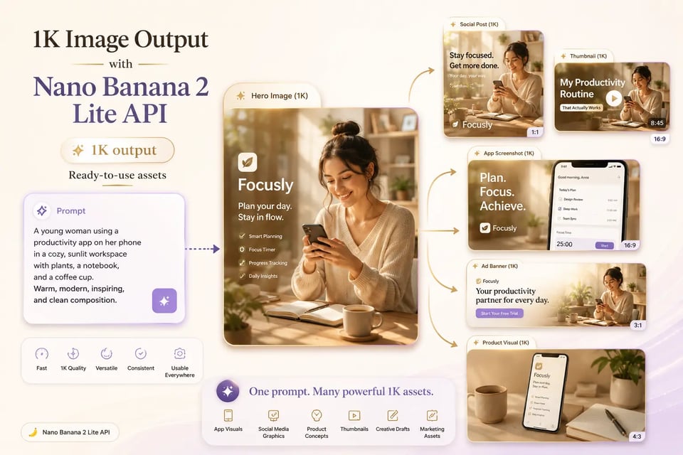 1K Image Output with Nano Banana 2 Lite API