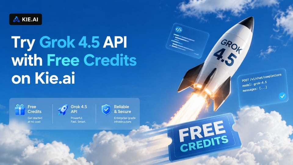 Try Grok 4.5 API with Free Credits on Kie.ai