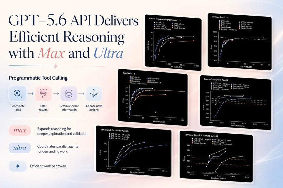 La API de GPT-5.6 ofrece un razonamiento eficiente con Max y Ultra
