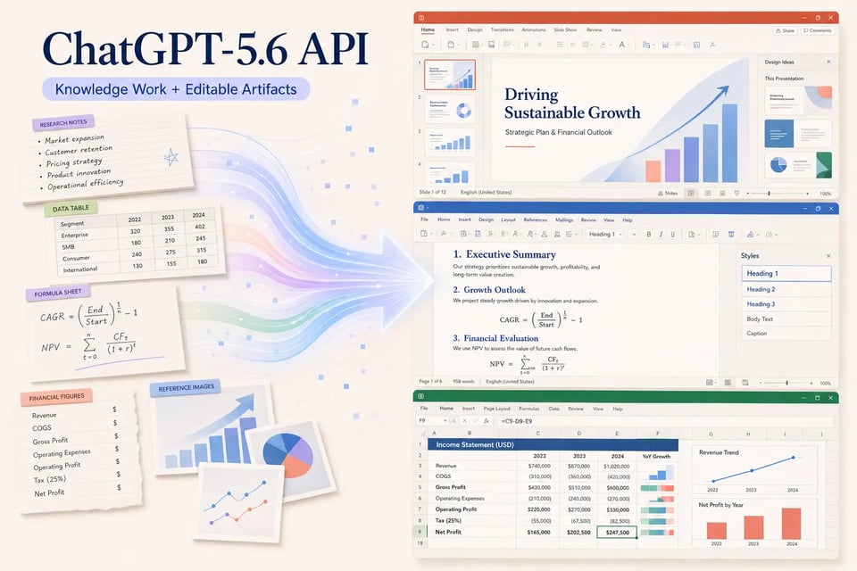 La API de ChatGPT-5.6 mejora el trabajo de conocimiento de principio a fin y la creación de artefactos