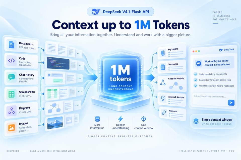DeepSeek V4.1 Flash API erweitert den Kontext auf eine Million Token