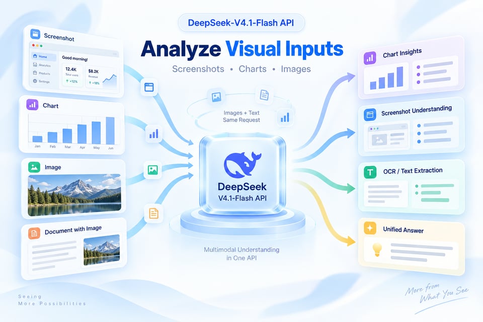 Analysiere visuelle Eingaben mit der DeepSeek V4.1 Flash API