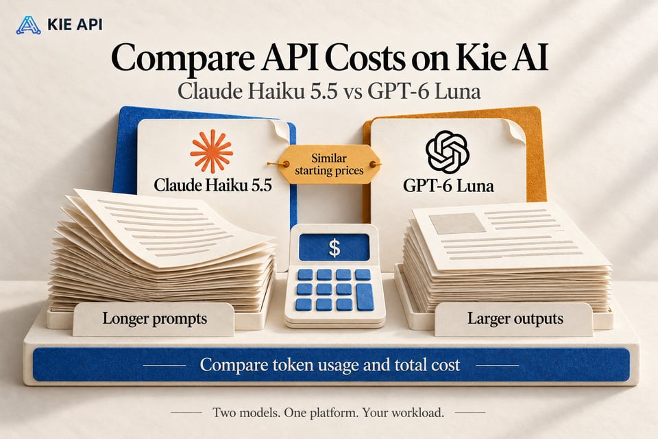 Compare Claude Haiku 5.5 and GPT-6 Luna API Costs on Kie AI