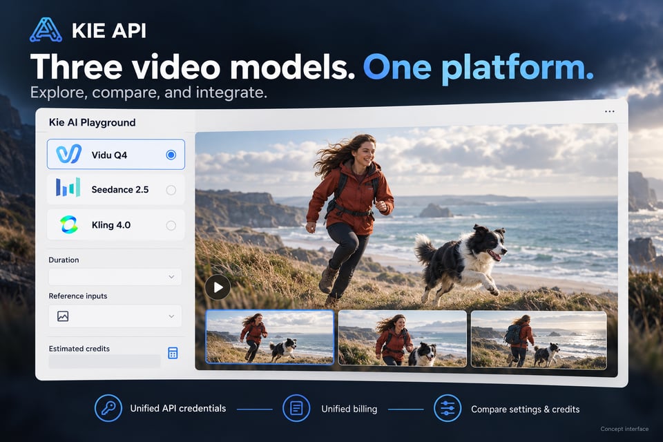 Access Vidu Q4, Seedance 2.5, and Kling 4.0 APIs on Kie AI